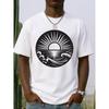 Men'S T-Shirt Featuring a Japanese-Inspired Wave And Sun Design - Made from Lightweight, Perfect for Casual Summer Outings And Beachwear