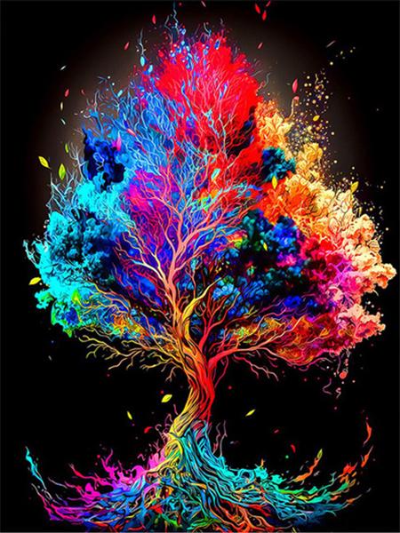 Diamond Art Painting Tree Fantasy Full Square Round Embroidery Mosaic Colorful Landscape Home Decor