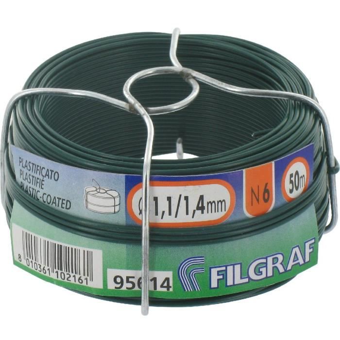 Fil de grillage - Bobinot plastique - 1,4 mm - Vert - 50 m - PVC