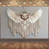 Búho tejido a mano estilo bohemio - decoración de pared adorno de madera natural tela de fondo para decoración del hogar