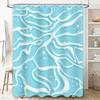 Blue White Waves Shower Curtain Waterproof Fabric For Bathroom Decorations Easy Installation Water Repellent Home Supplies
