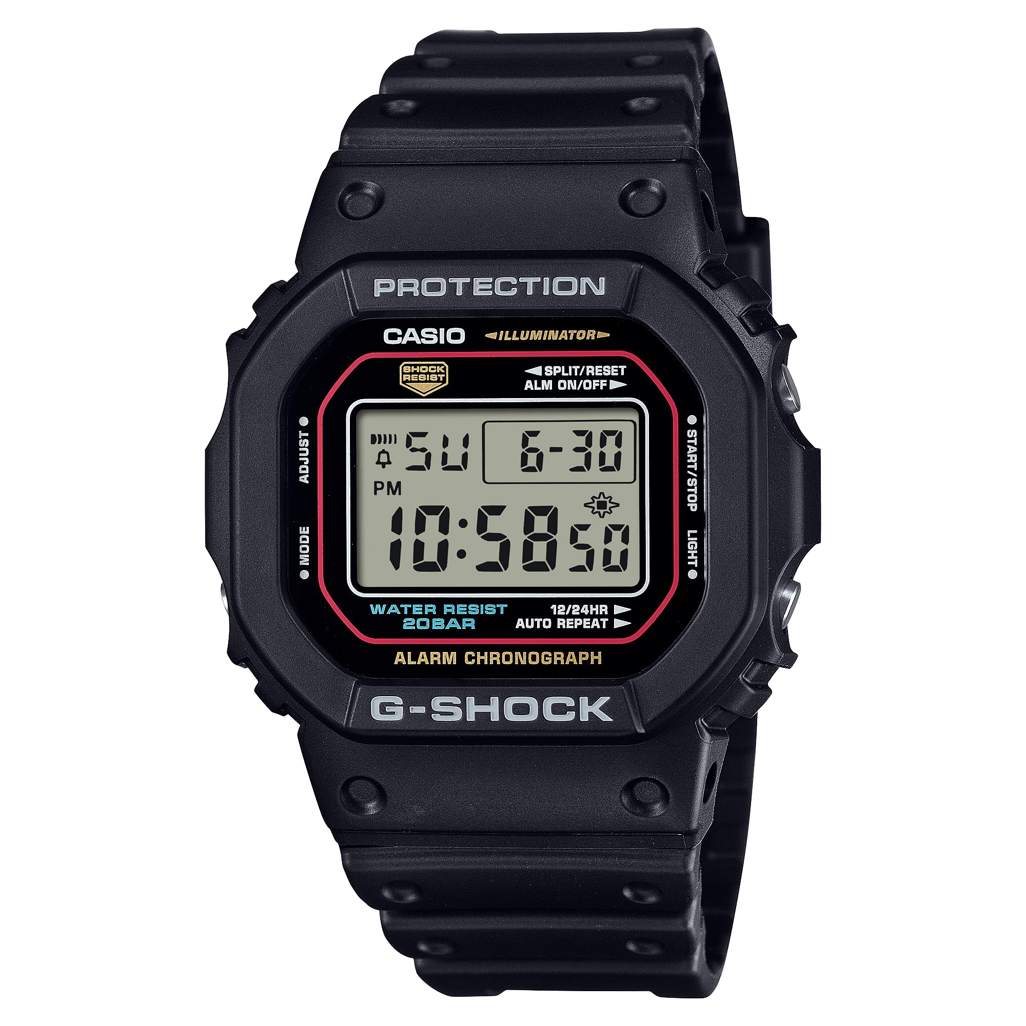 

Цифровые часы Casio с черным полимерным ремешком DW5600RL-1 Мужские G-Shock