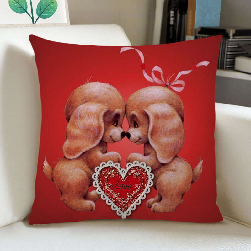 Greeting Card European Bow Gift Peach Skin Valentine's Day Pillow Case Pillow Car Sofa Cushion Cushion
