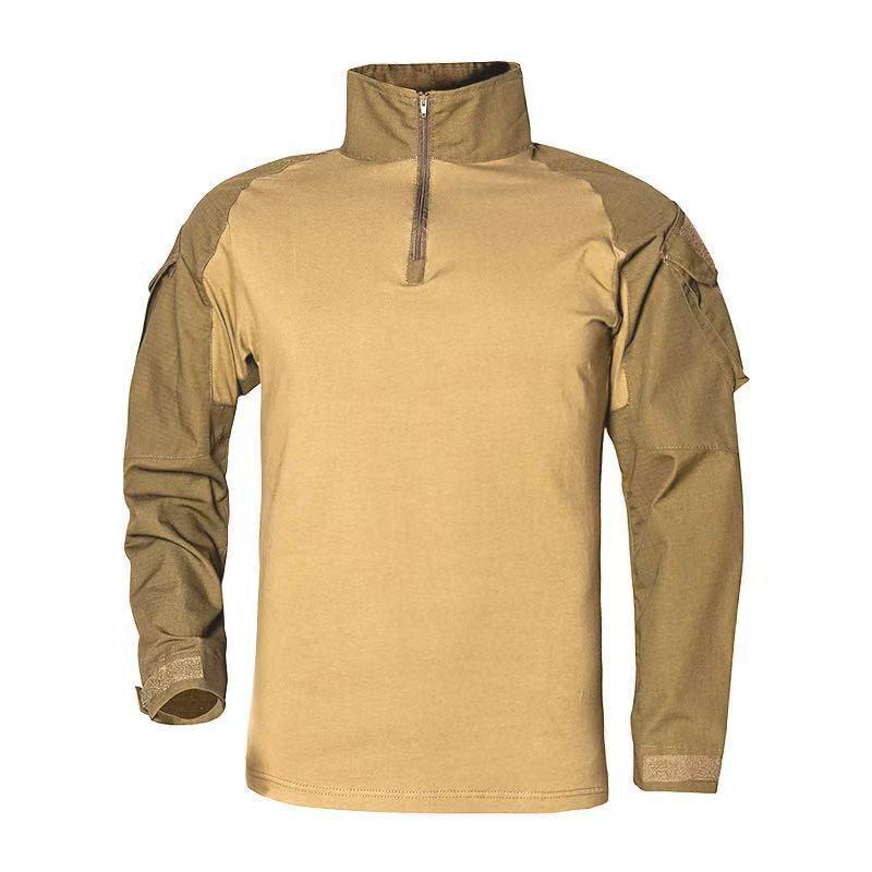 Mens Tactical Military-Style Camo Long Sleeve Training Shirt Outdoor Combat Uniform Hiking Camping Shooting Sports