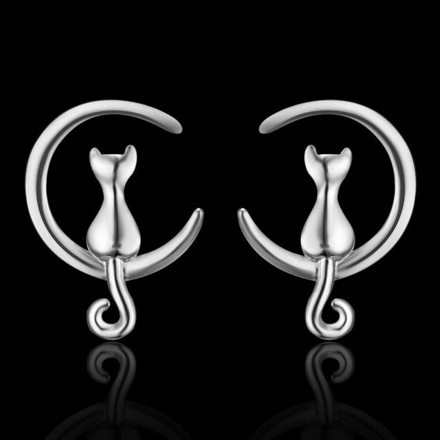 Brinco de gato de cristal da moda requintado cor prata feminino margarida brincos acessórios góticos bonito menina festa de aniversário jóias