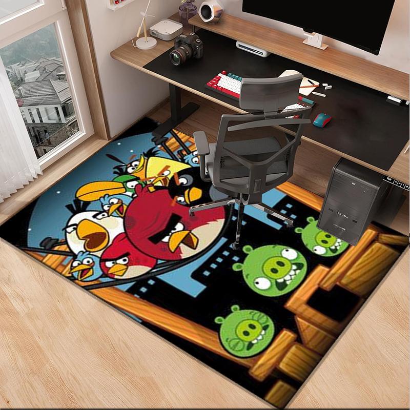 Red Birds Characters Collage Office Rug Chair Mat, Game Carpet, Suitable for Front Door, Bedroom, Living Room, Desk, Holiday Gift