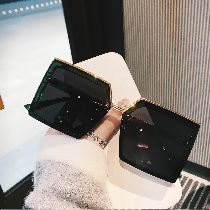 Square Sunglasses Trendy Girl High-End Round Face Large Frame Thin Uv-Proof Sunglasses Rimless Glasses