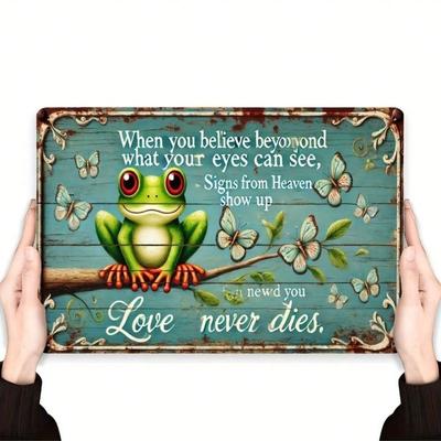 Vintage Metal Poster Butterfly Frog Wall Art Decor for Living Room