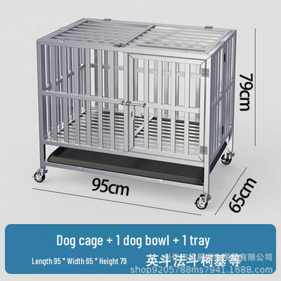Large Stainless Steel Folding Dog Cage for Samoyed, Labrador, and Medium Dogs