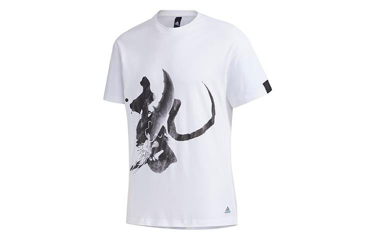 

Adidas T Shirts Men s White Crew Neck Moderate Straight Fit FM9349 L