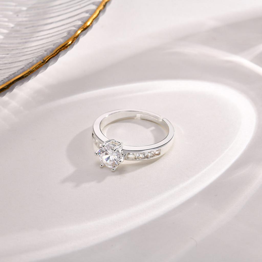 Trendy CZ Stone Adjustable Metal Rings For Women Girls, Gold Color Wedding Brand Engagement Promise Ring Anniversary Party Gift