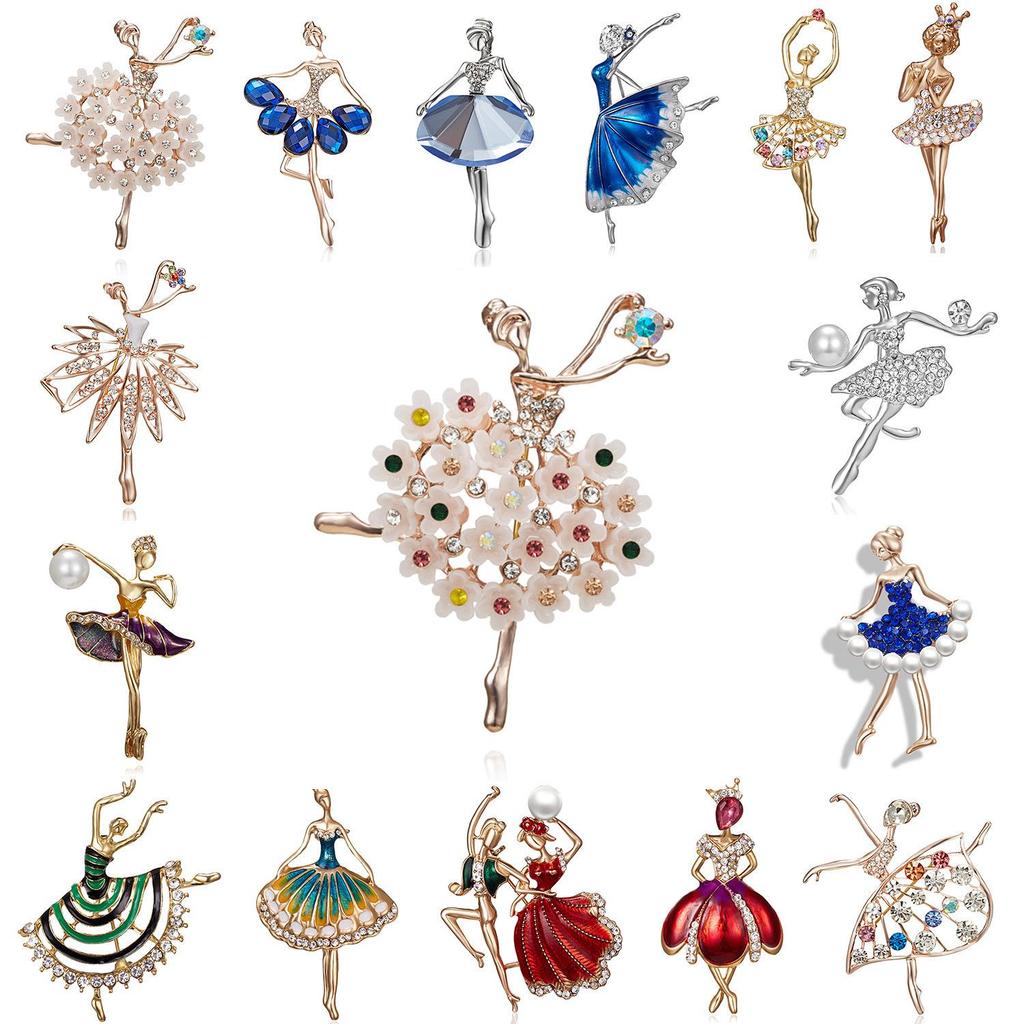 High-End Rhinestone Ballet Dancer Brooch for Women