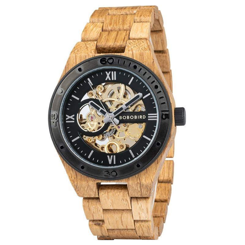 BOBOBIRD Leisure Sports Wood Watch Men's Stainless Steel Back Cover Multifunctional Men's Watch