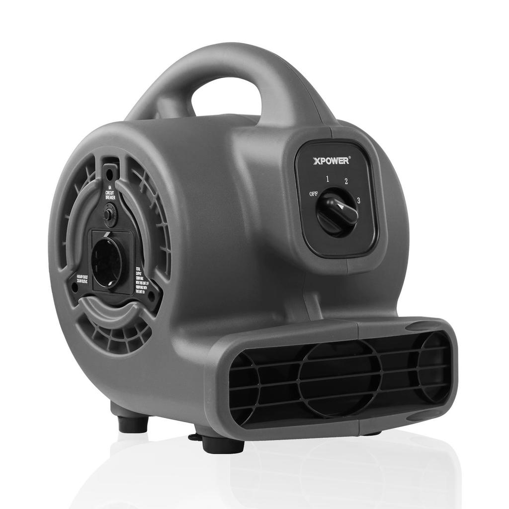 Vloerblazer XPOWER P-80A Mighty Air Mover met Stopcontacten, Tapijtdroger, Vloerdroger 3 snelheidsinstellingen, 4-hoek droogposities
