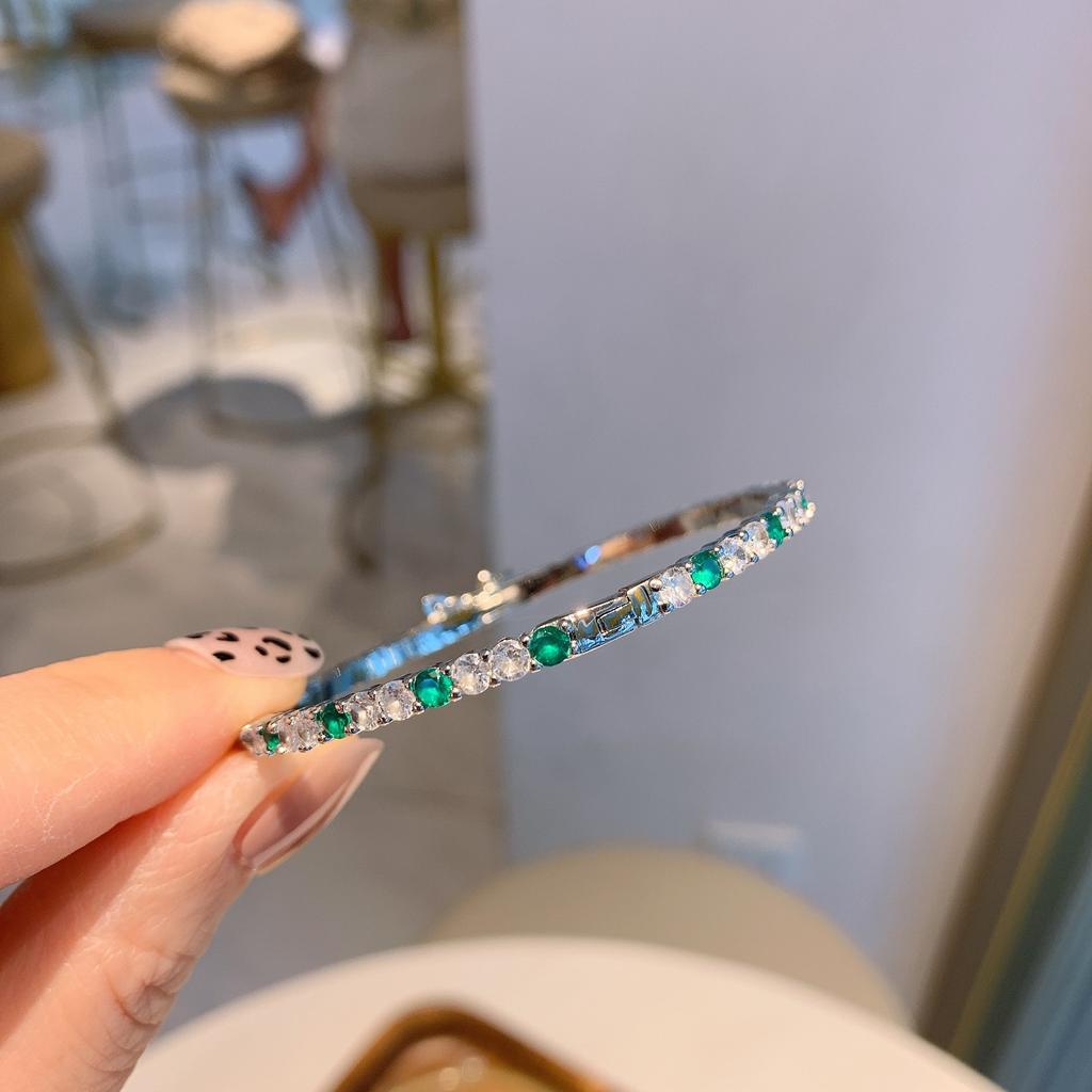 Jewelry Retro Korean Classic Micro-Inlaid Colorful Treasure Emerald Bracelet
