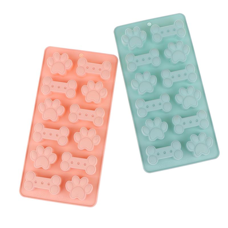 Silicone Puppy Dog Paw Bone Molds Elegant Chocolate Cookie Mold For Baking Non-Stick Dog Treat Molds Suitable For Microwave Oven