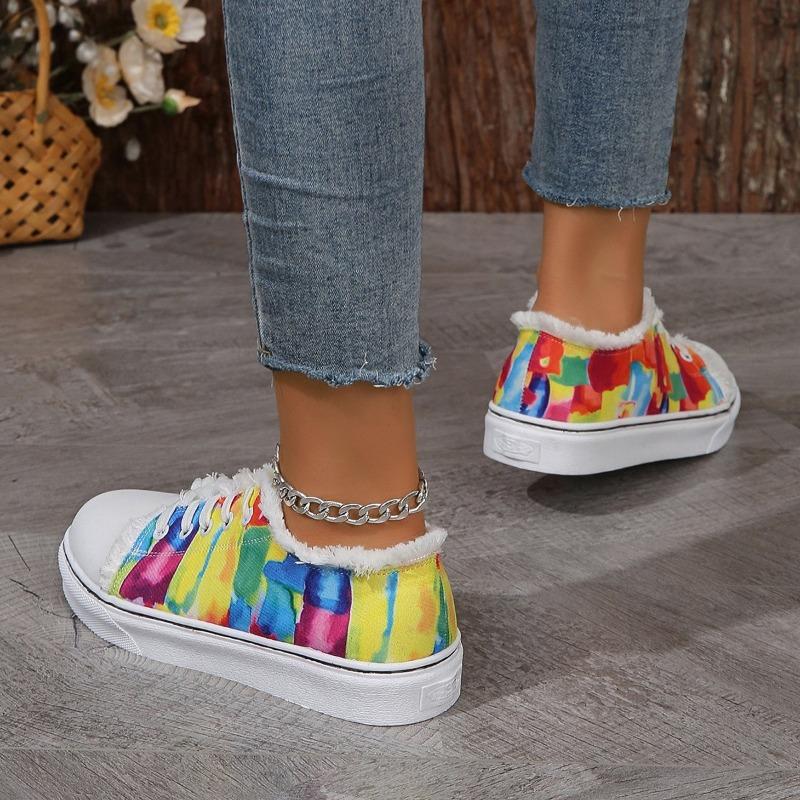 Fashion Woman Designer Shoes 2025 Autumn Canvas Women's Sneakers Fashion Color Block Lace-up Casual Lady Shoes Light Running Sport Shoes