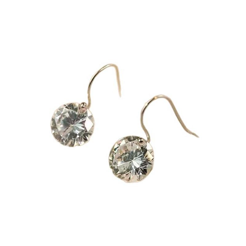 New 925 Sterling Silver Round Zircon Earrings Personality Charm Simple Style Earrings Birthday Gift for Women Exquisite Jewelry