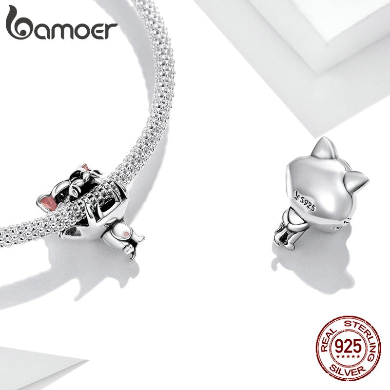 bamoer 925 Silver Fairy Tale Charm Little Red Riding Hood Forest Love Candle House Wolf Charm for Bracelet DIY