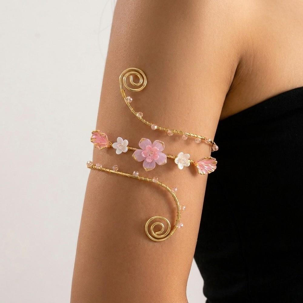 Baroque-style Upper Arm Cuff Adjustable Floral Arm Band Baroque Flower Armlet Festival