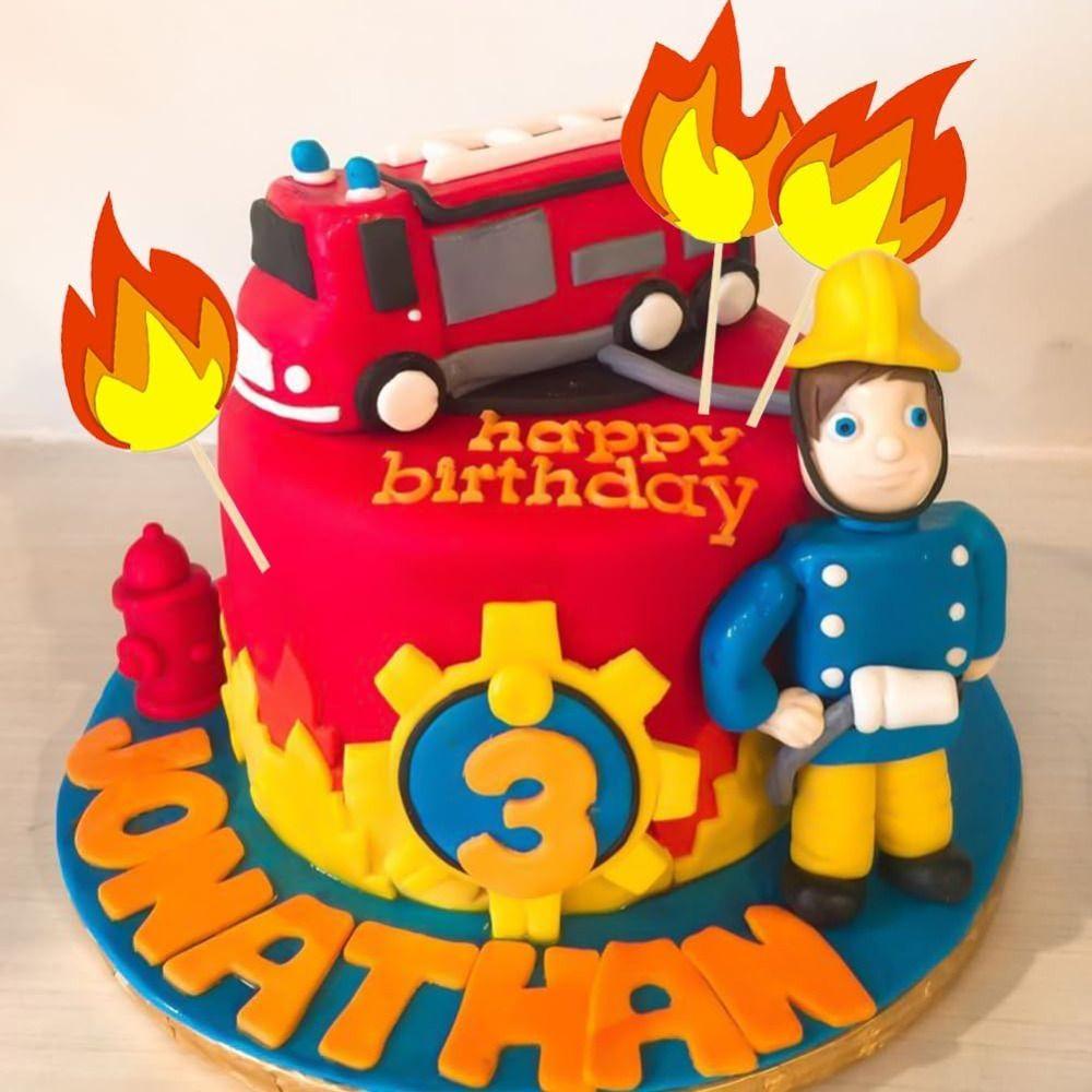 Papierkarten Kuchendeckel Holzstäbchen Feuer Kuchendekorationen Geburtstagsparty Supplies