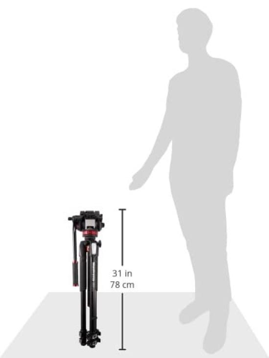 Manfrotto MVH502AH Video Head with MT055XPRO3 Aluminum Tripod (MVH502AH/MVK502055XPRO3)