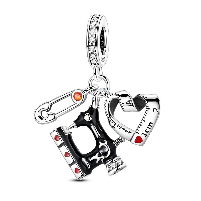 Kreative Familienleben Serie Nähmaschine Weben Wecker Haartrockner Charms Perlen Passend für DIY Armbänder Kupfer Jew