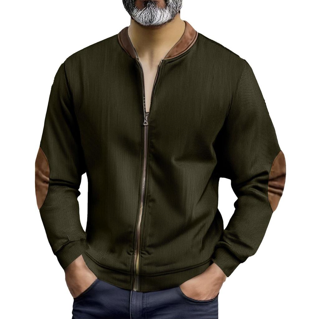 Available: Men's 2025 Autumn/Winter Casual Color Block Zipper Cardigan Sweatshirt, European American Style Workwear.
