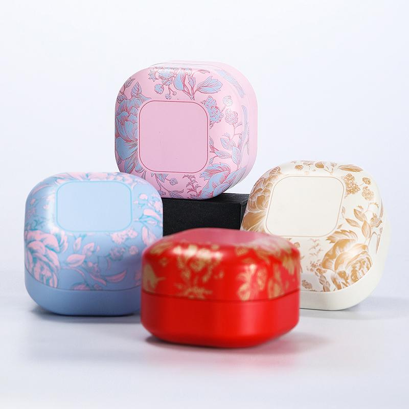 1Pieces Tea Sealed Box Kitchen Storage Container Jar Tin Square Can Candy Canister Vintage Flower Tea Box Outdoor Tableware
