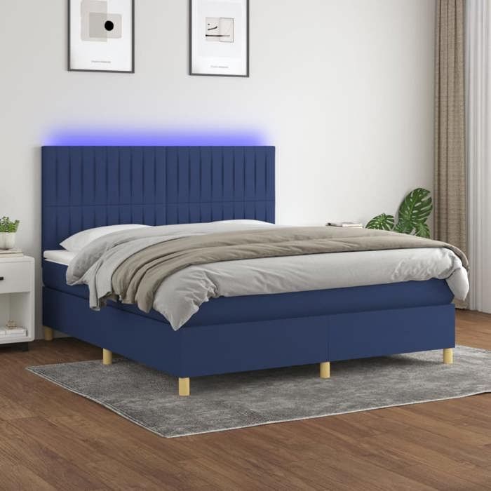 VidaXL Sommier à Lattes de Lit avec Matelas et LED, Lit Rembourré, Lit Double, Lit Adulte de Chambre à Coucher Intérieur, 3135611