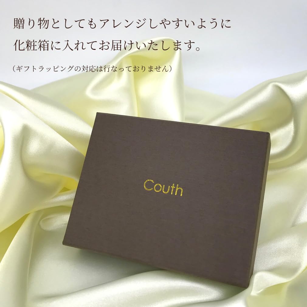 [Couth] Mini Wallet, Small Wallet with Coin Purse, Genuine Leather, L-Shaped, Zipper Closure, Mini, Compact, Small, Ribbon, Gold (Gold)