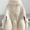 Winter Fashion Thickened Faux Fur Coat Women with Fur Collar Sheepskin Leather Jacket