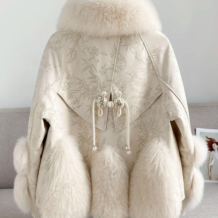 Winter Fashion Thickened Faux Fur Coat Women with Fur Collar Sheepskin Leather Jacket