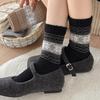 Socks Medium Tube Socks Season Fleece Thickened Warm Wool Socks Big Snowflake Retro Cashmere Stockings Women