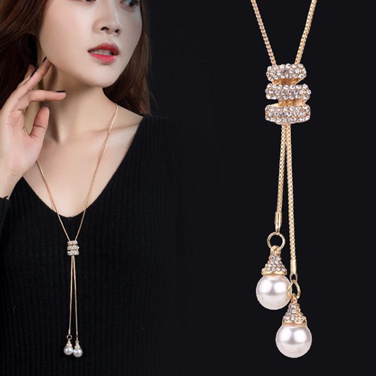 Simple Design Sweater Necklace Women's High-end Long Necklace Niche Temperament Double-layer Sweater Chain Jewelry