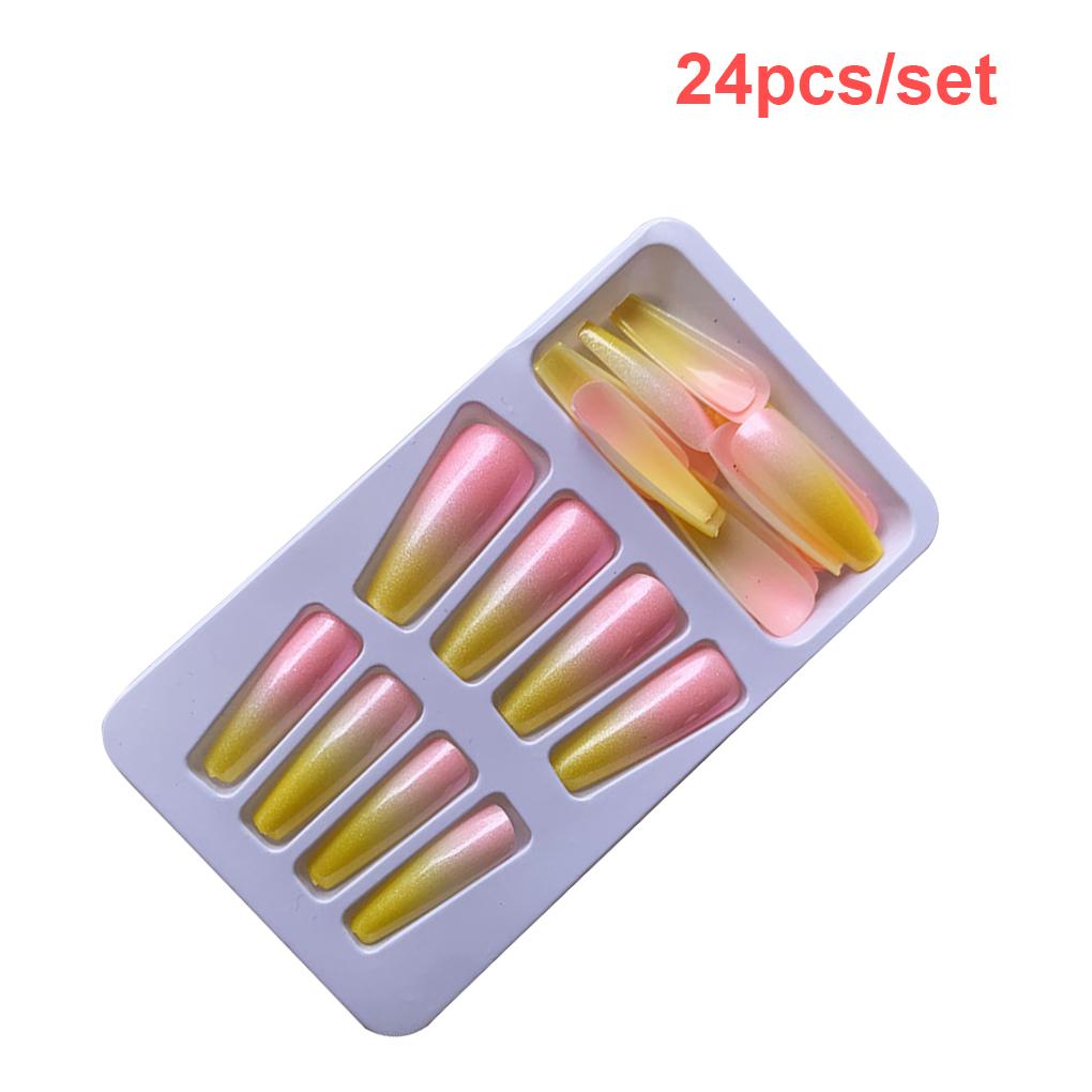 1 Set Color Street Nail Strips False Tips Colorful Gradient Color Ballerina Style DIY Decorations for Women Girls