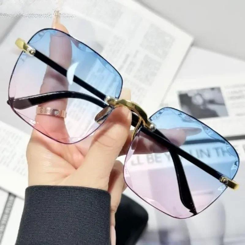 Vintage Frameless Sunglasses New Summer Sun Visors Square Sunglasses for Woman Lenses UV400 Women Sunglasses