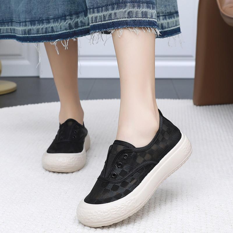 Xiaoxiangfeng fisherman shoes women's 2025 spring and summer new breathable mesh casual shoes lazy one pedal platform loafers