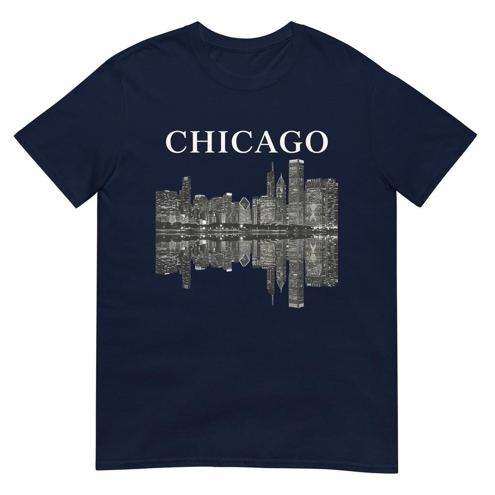 Chicago Illinois Skyline City Reflection Urban TShirt S