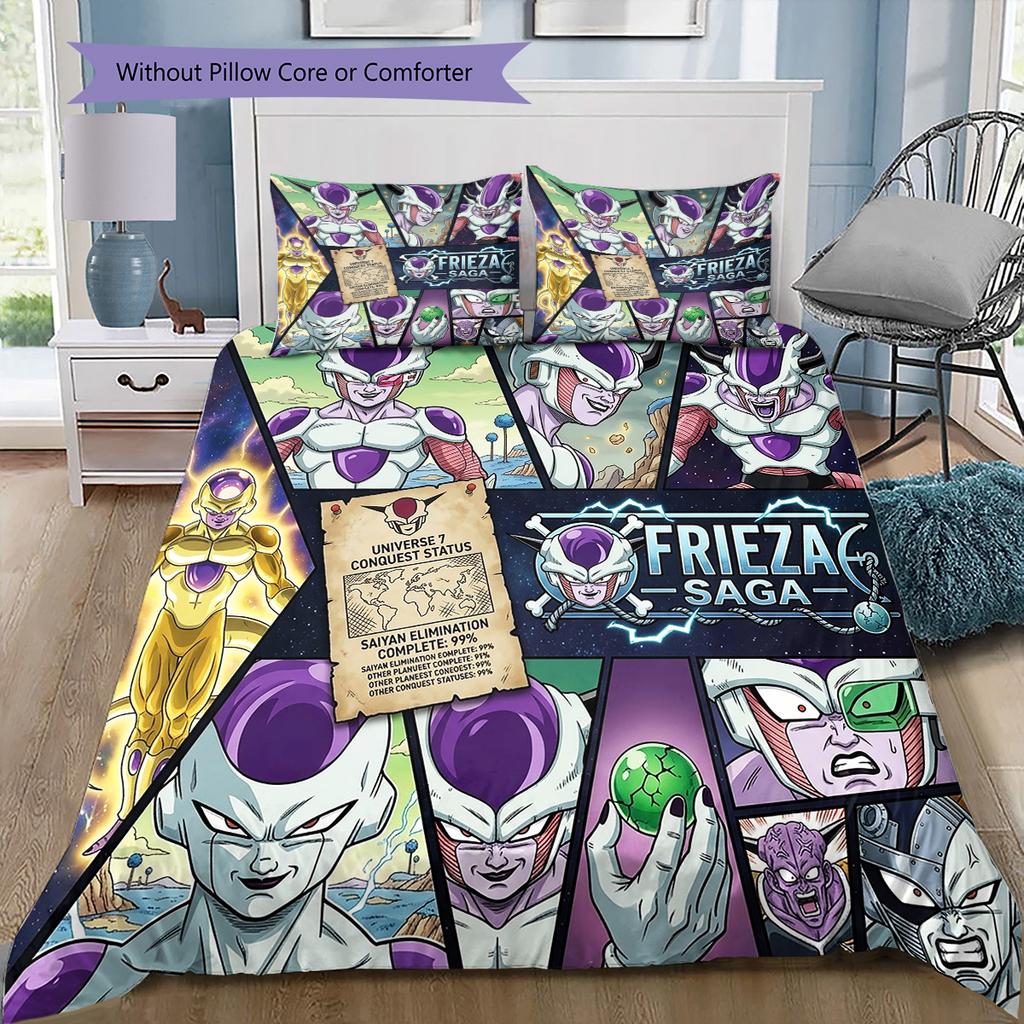 Frieza Pattern Bedding Quilt Set Quilt Cover Pillowcase Home Birthday Gift(1 * duvet cover + 2 * pillowcase, without core)