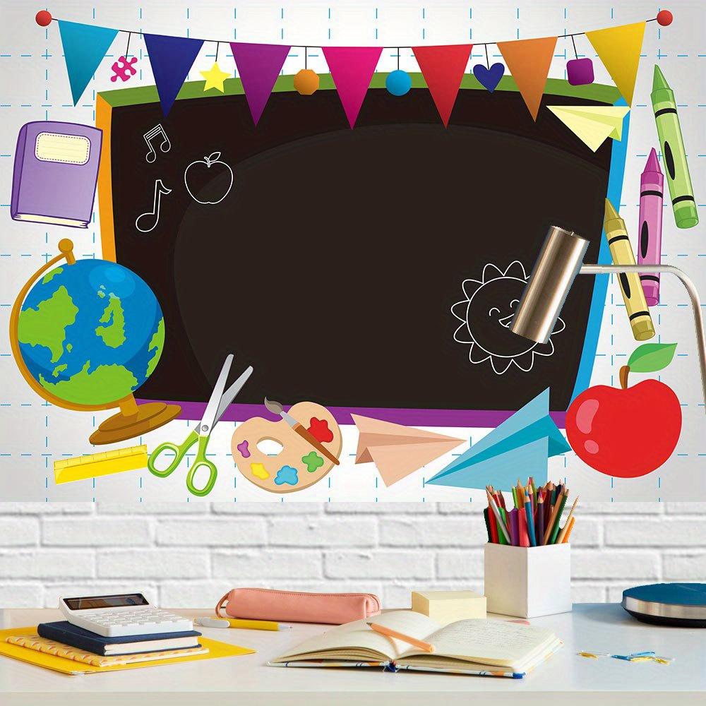 Welcome back to school photography background, learning tools blackboard background classroom party banner