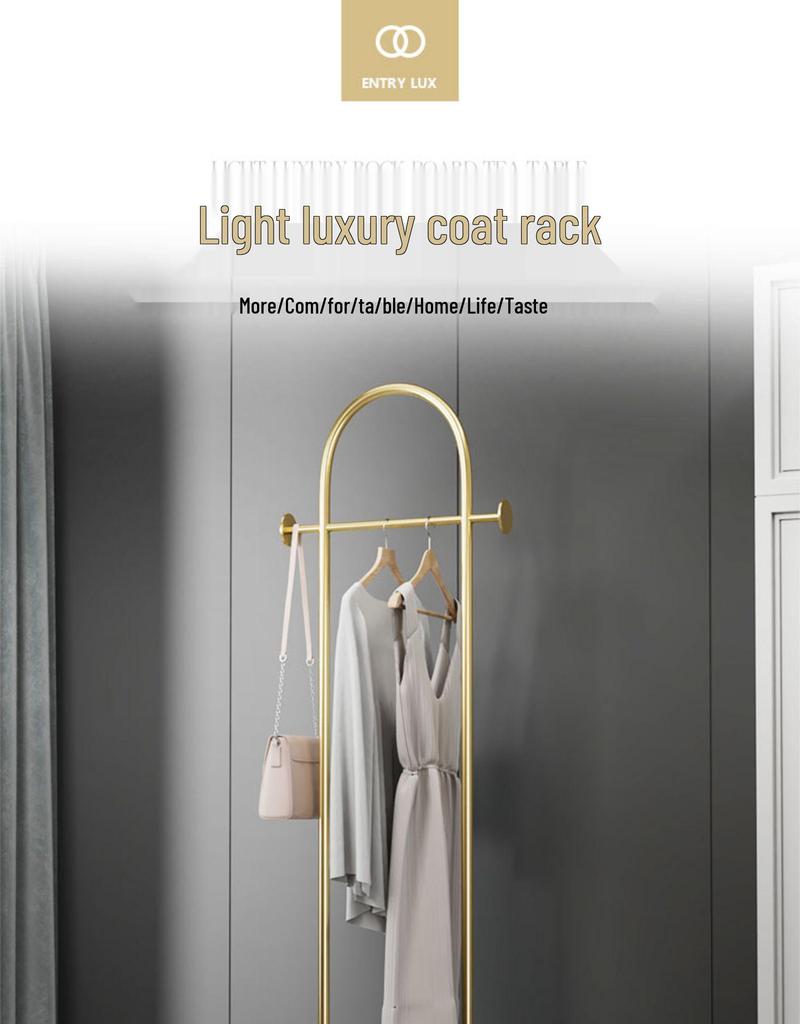 Nordic Marble & Metal Floor-standing Coat Rack, Foldable Wrought Iron Clothes Rack.
