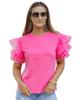 Azura Exchange Ruffled Tulle Sleeve Top