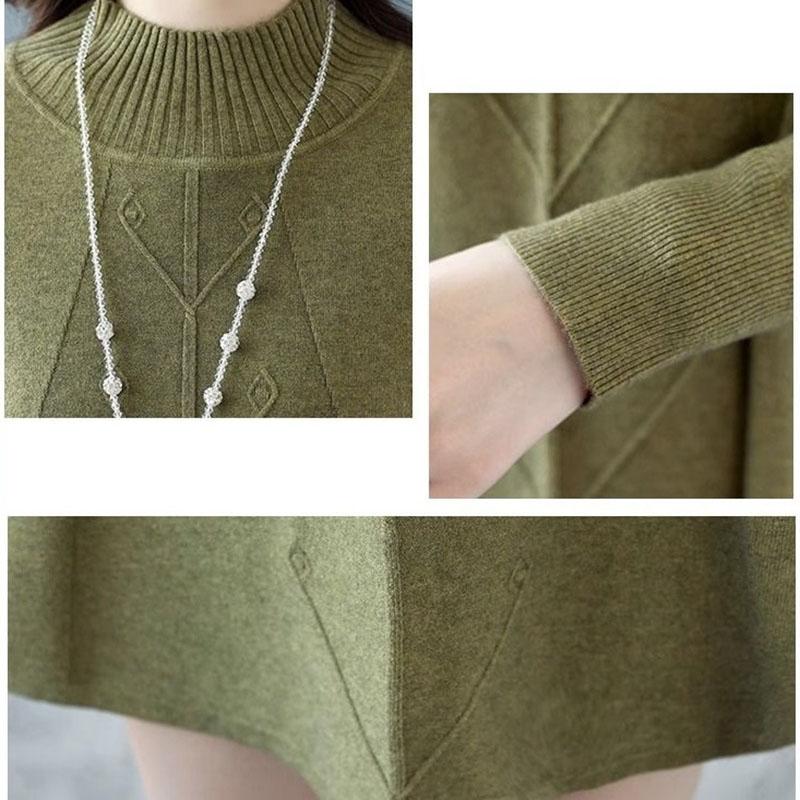 Podzim Zima Ženy Polodlouhé až dlouhé svetry Pulovr Polovysoký výstřih Teplý spodní díl Košile stahovací Středně dlouhý pletený svetr Dámské topy