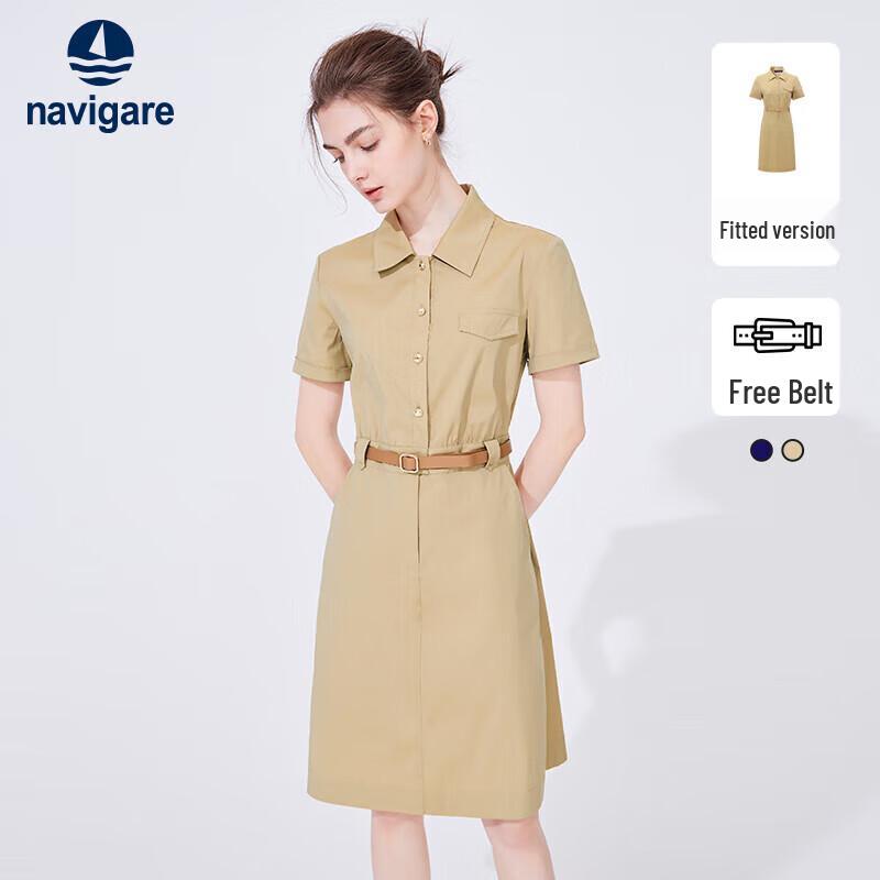 

Navigare Women s Short Sleeve Cinch Waist Shirt Dress S