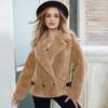 Inverno pele real velo fuzzy falso quente shearling jaqueta curto casaco de pelúcia com bolso