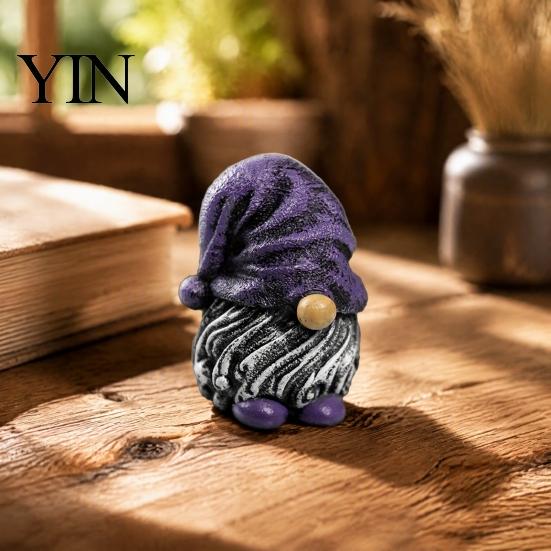 Miniature Landscaping Pieces Colorful Hat Gnome Resin Statue, Faceless Dwarf Figurine with Wrinkled Hat, Christmas Gifts Waterproof Garden Ornament,