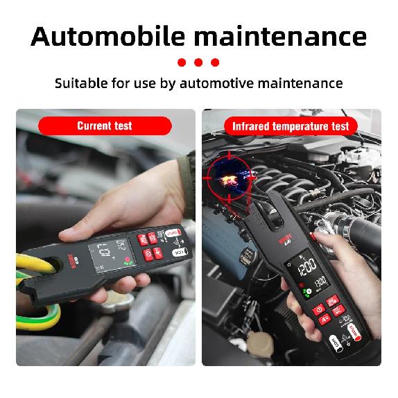 BSIDE DC AC Clamp Meter Electrical Amp Tester Open Jaw Ammeter, Infrared Thermometer with Smart Mode, 9999 Counts Multimeter VFC