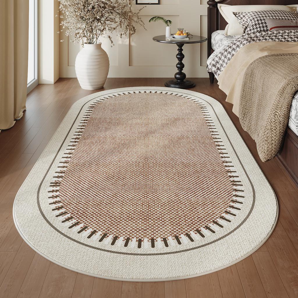 Alfombras Estilo Tronco Retro para Sala de Estar Dormitorio Minimalista Alfombra Artística Ovalada Alfombrilla de Noche Lavable para el Hogar Alfombrilla Gruesa para el Suelo