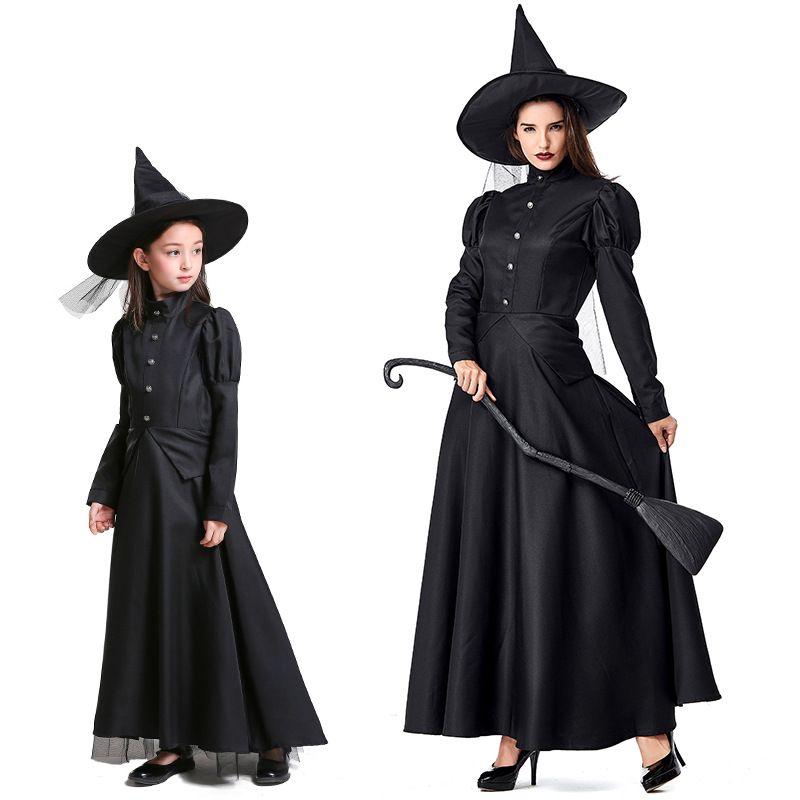 Wizard of Oz Halloween Costume Stage Performance Adult Cosplay Black Witch Witch Play Parent-Child Clothes 9077 Children S